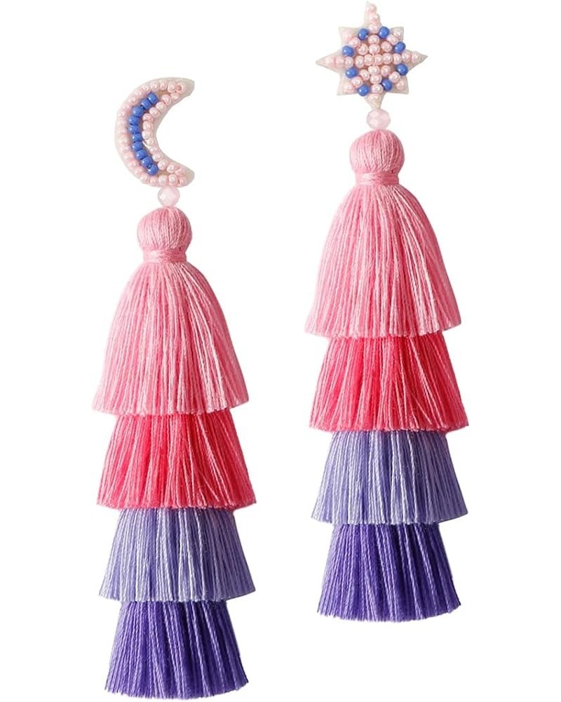 JeanBeau Layered Boho Tassel Dangle Drop Earrings for Women Men Girl – Long Statement Handmade Lightweight Fringe Dangling Co...