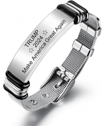 Trump 2024 Bracelet,Stainless Steel Adjust Mesh Chain Trump 2024 Wristbands Make America Great Again for President Patriotic ...