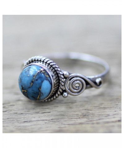 Artisan Handmade .925 Sterling Silver Cocktail Ring Blue Composite Turquoise Reconstituted India Island Paradise 'Blue Attune...