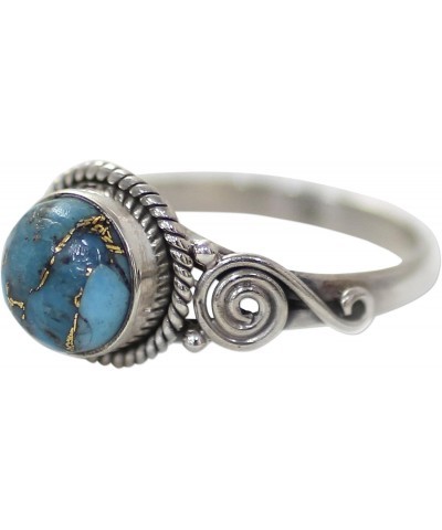 Artisan Handmade .925 Sterling Silver Cocktail Ring Blue Composite Turquoise Reconstituted India Island Paradise 'Blue Attune...