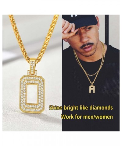 Men Cubic Zirconia 0-9 Number Pendant, Bling Initial Letter Necklace, Lucky Jewelry Necklace, Gold Plated/Silver Color-Send G...