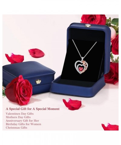 Birthstone Necklaces Gifts for Mom - S925 Sterling Silver Rose Heart Pendant Birthstone Necklace for Mom Valentines Christmas...