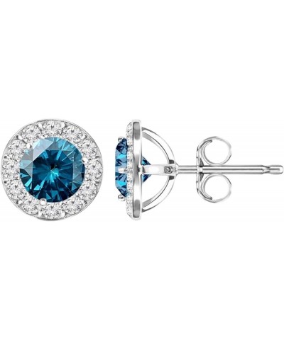 1/2-10 Carat t.w. Blue Diamond Stud Earrings Push Back 2.0 Carat Platinum $881.35 Earrings