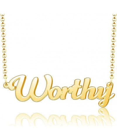 18k Gold Plated Meaningful Personalized Everyday Custom Name Plate Word Necklace Worthy $9.17 Necklaces