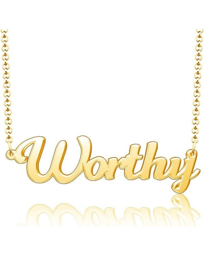 18k Gold Plated Meaningful Personalized Everyday Custom Name Plate Word Necklace Worthy $9.17 Necklaces