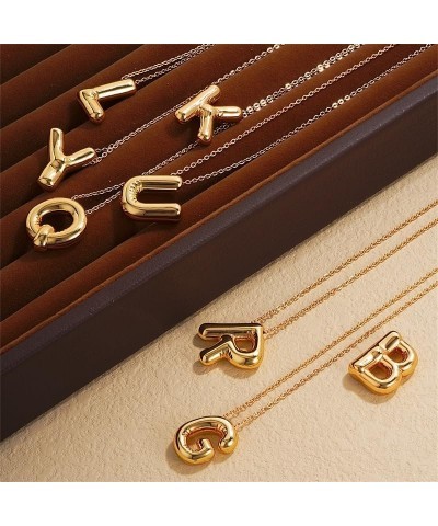 Letter Necklace Bubble Initial Pendant Necklaces for Women Girl Cute Alphabet 14K Gold Plated Design Balloon Puffy Name Perso...