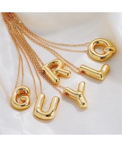 Letter Necklace Bubble Initial Pendant Necklaces for Women Girl Cute Alphabet 14K Gold Plated Design Balloon Puffy Name Perso...