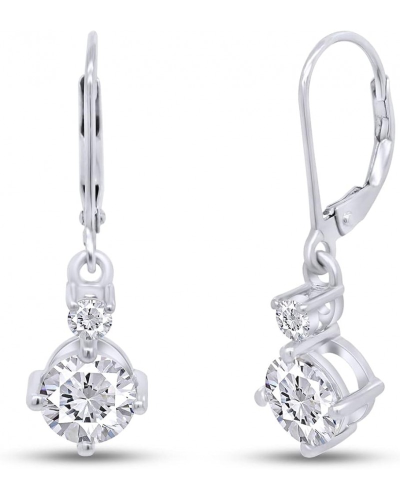 2 1/10 Carat Lab Created Moissanite Diamond Lever Back Dangle Drop Earrings In 14K Gold Over Sterling Silver Jewelry For Wome...