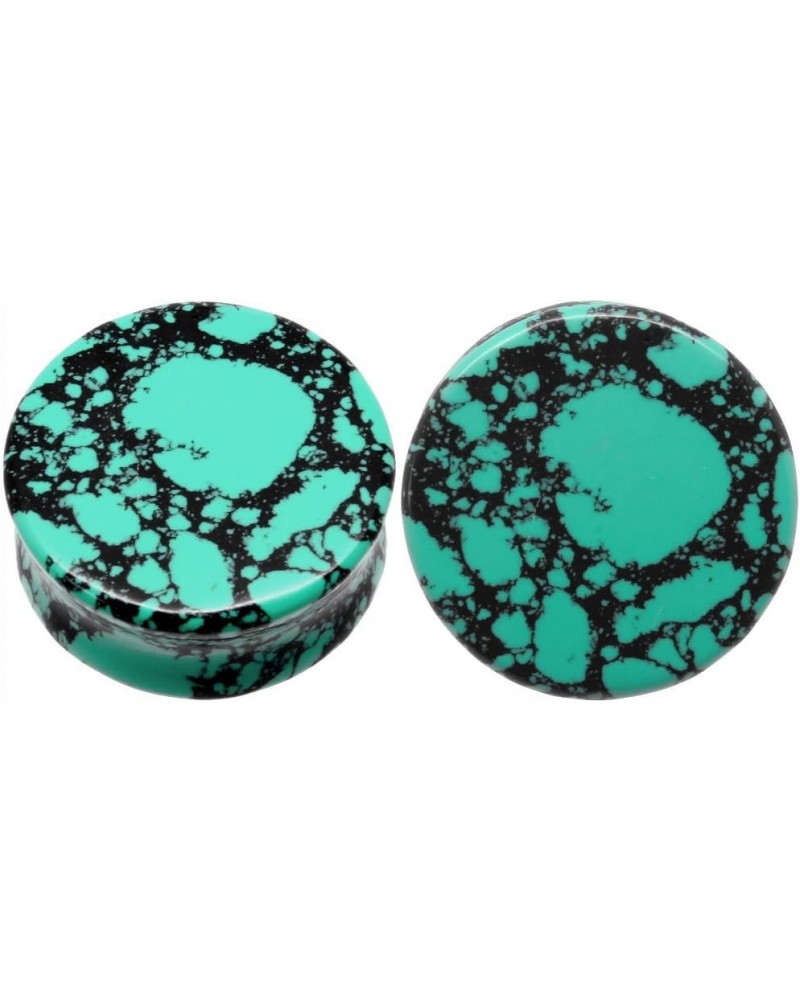 SoScene Aqua Green/Teal Howlite Organic Stone Ear Plugs Gauges Sold in Pairs 5 mm-4 gauge $7.50 Others