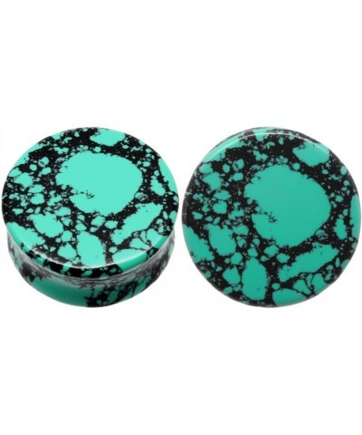 SoScene Aqua Green/Teal Howlite Organic Stone Ear Plugs Gauges Sold in Pairs 5 mm-4 gauge $7.50 Others