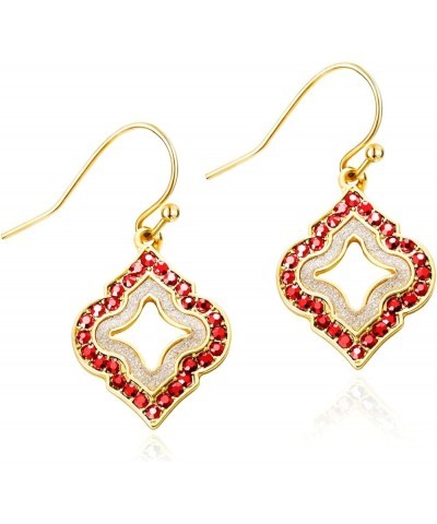 Gold Dangle Earrings: Black Diamond Drop Dainty Rhombus Bohemian Fashion Jewelry for Women Girls Teen red $6.36 Earrings