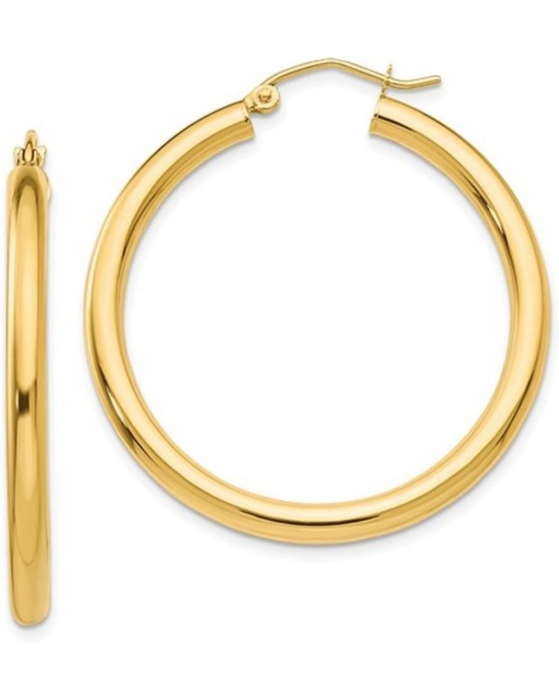 14K Yellow Gold Thick Tube Hoop Earrings w/Click-Down Clasp, (3mm Tube) 35mm $79.03 Earrings