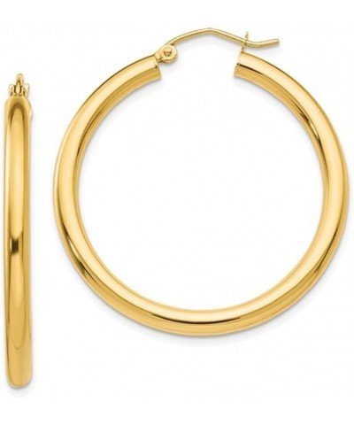 14K Yellow Gold Thick Tube Hoop Earrings w/Click-Down Clasp, (3mm Tube) 35mm $79.03 Earrings