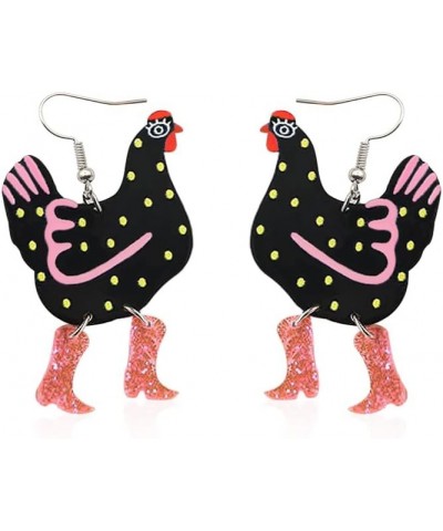 Acrylic Boot Big Chicken Earrings,Funny Colorful Boots Chicken Drop Dangle Earrings,Cock Hen Foot Chicken Earrings for Women ...