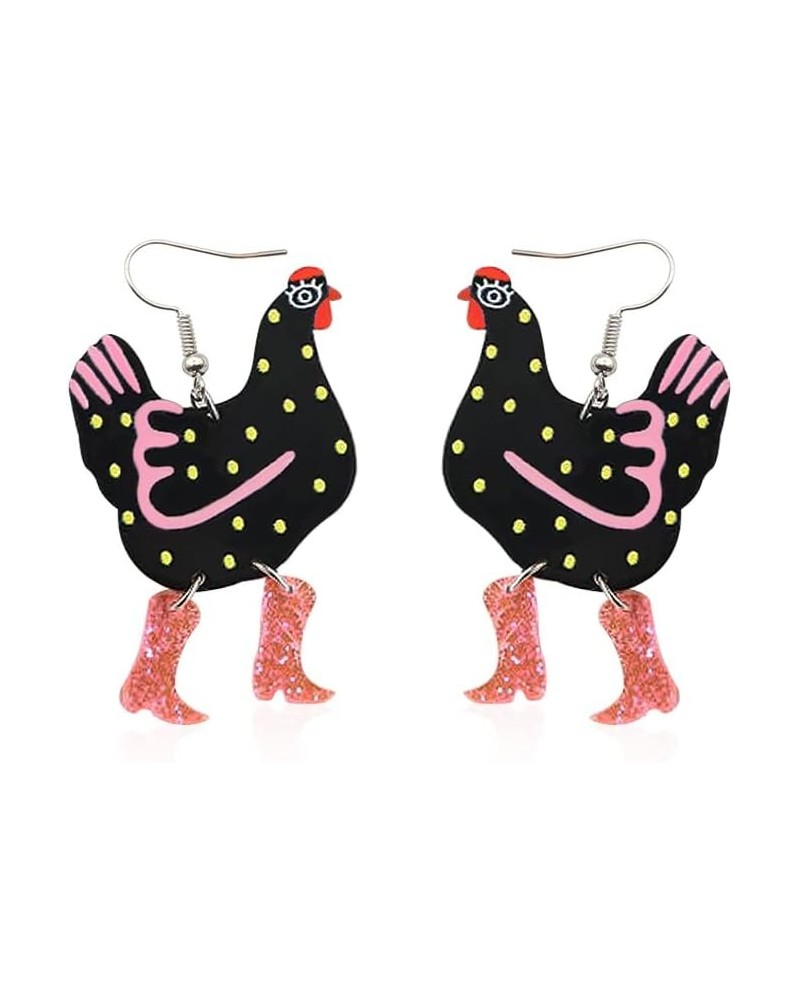 Acrylic Boot Big Chicken Earrings,Funny Colorful Boots Chicken Drop Dangle Earrings,Cock Hen Foot Chicken Earrings for Women ...