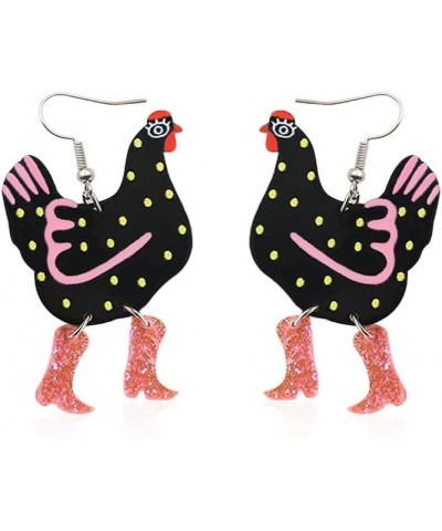 Acrylic Boot Big Chicken Earrings,Funny Colorful Boots Chicken Drop Dangle Earrings,Cock Hen Foot Chicken Earrings for Women ...