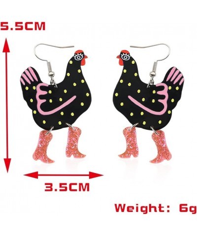 Acrylic Boot Big Chicken Earrings,Funny Colorful Boots Chicken Drop Dangle Earrings,Cock Hen Foot Chicken Earrings for Women ...