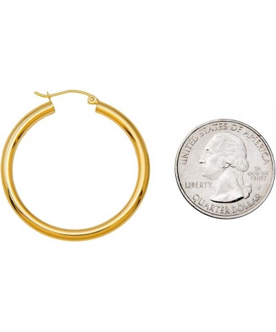 14K Yellow Gold Thick Tube Hoop Earrings w/Click-Down Clasp, (3mm Tube) 35mm $79.03 Earrings