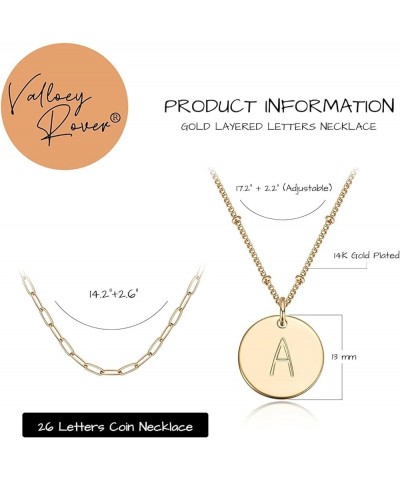 Initial Necklaces for Women 14K Gold Plated Dainty Letter Necklce Round Coin Disc Pendant Double Side Engraved A-Z Necklace P...