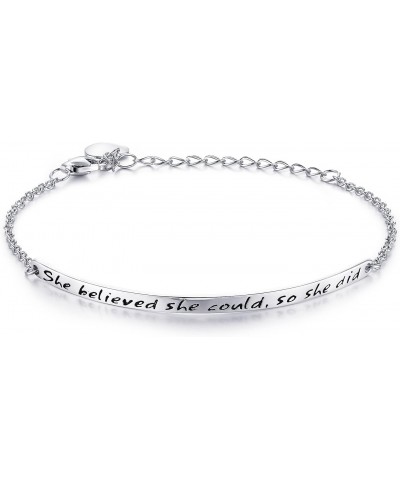 She believed she could so she did” Engraved 925 Sterling Silver Inspirational Bangle Bracelets $16.31 Bracelets