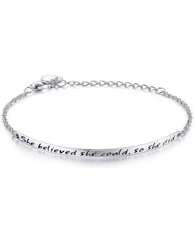 She believed she could so she did” Engraved 925 Sterling Silver Inspirational Bangle Bracelets $16.31 Bracelets