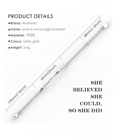 She believed she could so she did” Engraved 925 Sterling Silver Inspirational Bangle Bracelets $16.31 Bracelets