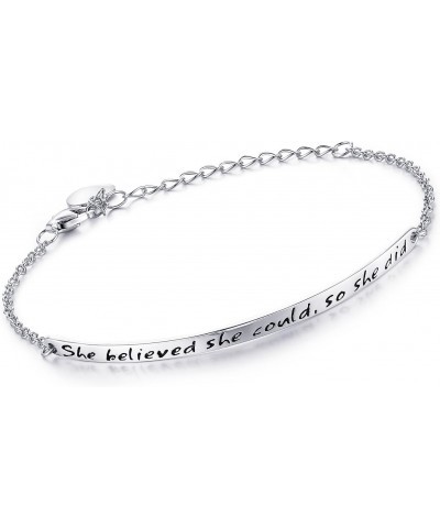 She believed she could so she did” Engraved 925 Sterling Silver Inspirational Bangle Bracelets $16.31 Bracelets