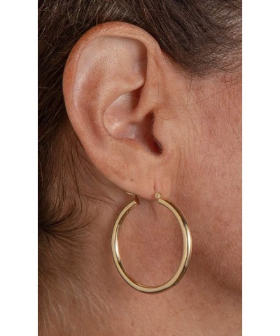 14K Yellow Gold Thick Tube Hoop Earrings w/Click-Down Clasp, (3mm Tube) 35mm $79.03 Earrings