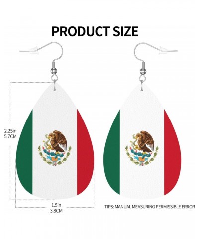 Leather Earrings Mexico Flag Pattern Double-sided for Women Girls Dangle Teardrop Raindrop Earrings Gift $8.07 Earrings