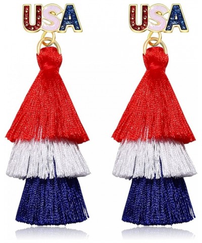 American Flag Beaded Drop Earrings for Women Independence Day 4th of July Earrings Champagne Bottle Dangle Earrings Statement...