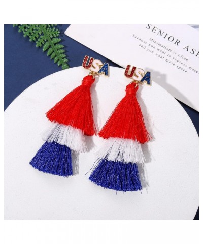 American Flag Beaded Drop Earrings for Women Independence Day 4th of July Earrings Champagne Bottle Dangle Earrings Statement...