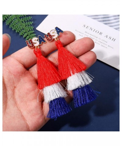 American Flag Beaded Drop Earrings for Women Independence Day 4th of July Earrings Champagne Bottle Dangle Earrings Statement...