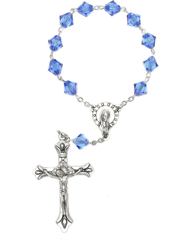 Austrian Crystal or Glass One Decade POCKET OR AUTO (Clasp for Hanging) Rosary - Includes Holy Card, Birth month meaning when...