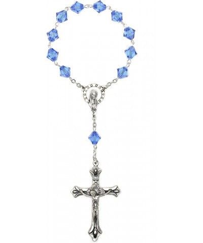 Austrian Crystal or Glass One Decade POCKET OR AUTO (Clasp for Hanging) Rosary - Includes Holy Card, Birth month meaning when...