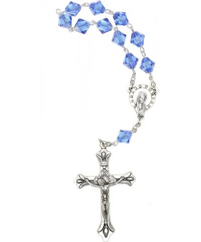 Austrian Crystal or Glass One Decade POCKET OR AUTO (Clasp for Hanging) Rosary - Includes Holy Card, Birth month meaning when...