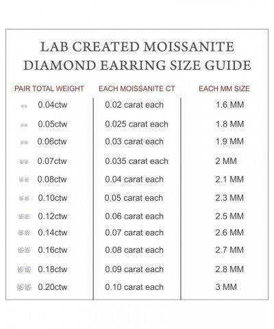 [0.04 Ctw to 0.20 Ctw] Round Cut Lab Created Moissanite Diamond Screw Back Stud Earrings In 10k Solid Gold Jewelry For Womens...