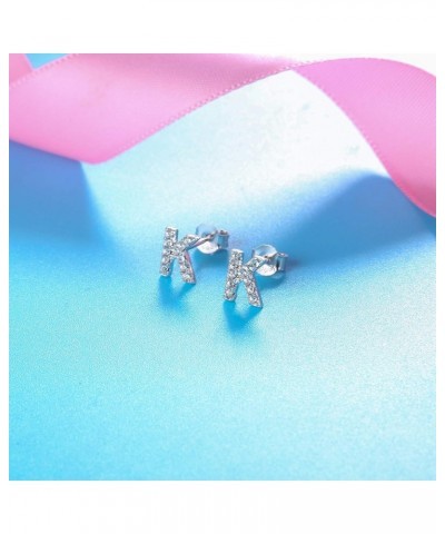 925 Sterling Silver Initial Stud Earrings for Women White Gold Plated Small A to Z Alphabet Earrings Austrian Crystal Letter ...