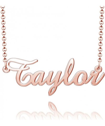 Personalized Name Necklace Custom Nameplate Name Tag Necklace Stainless Steel-Silver/Gold/Rose Gold Plated Rose Gold Taylor $...