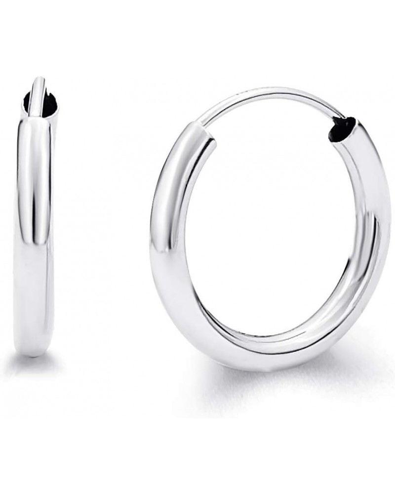 14k White Gold 2mm Thickness Endless Hoop Earrings - 9 Different Size Available 15 mm $30.72 Earrings