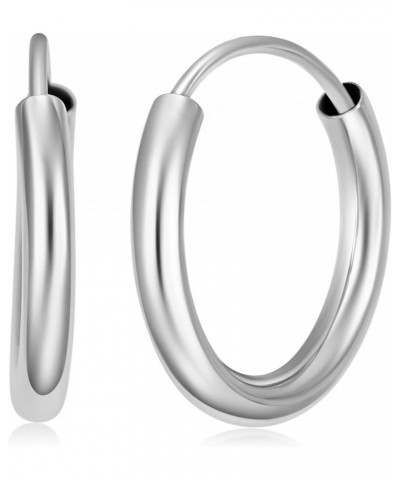 14k White Gold 2mm Thickness Endless Hoop Earrings - 9 Different Size Available 15 mm $30.72 Earrings