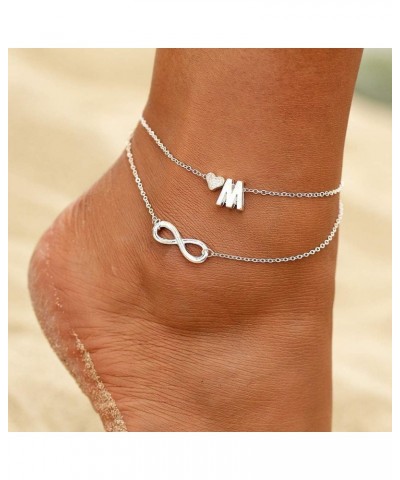 Infinity Heart Letter Anklets For Women Silver Chain Ankle Initial Bracelet Jewelry Gift Ladies Bracelets y $6.04 Anklets