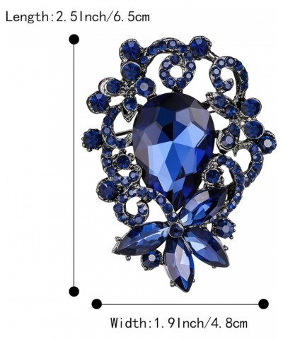 Elegant Crystal Teardrop Marquise Bouquet Brooch Pin for Women Girls Sapphire Color Black-Tone $10.79 Brooches & Pins