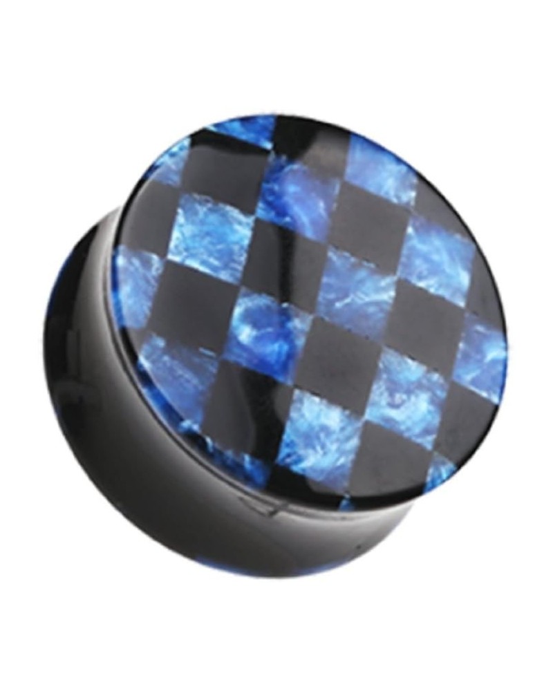 Marble Checker Double Flared Ear Gauge Plug (Sold by Pair) 1", Blue $11.39 Body Jewelry