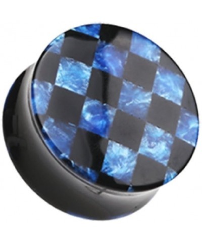 Marble Checker Double Flared Ear Gauge Plug (Sold by Pair) 1", Blue $11.39 Body Jewelry