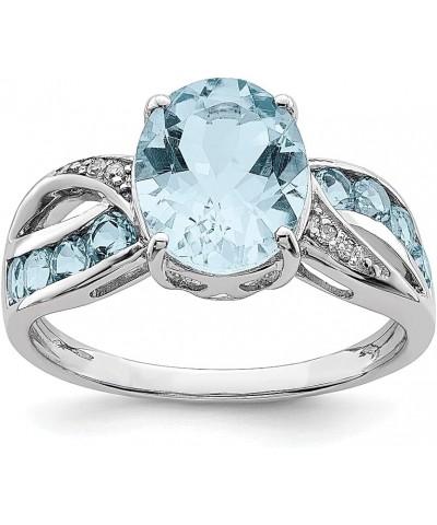 925 Sterling Silver Diamond Gemstone Ring 925 Sterling Silver - Blue Topaz - Size 6 $53.05 Rings