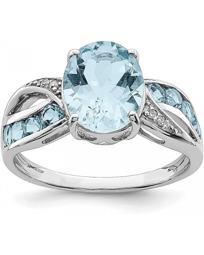 925 Sterling Silver Diamond Gemstone Ring 925 Sterling Silver - Blue Topaz - Size 6 $53.05 Rings