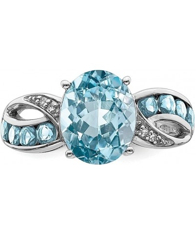 925 Sterling Silver Diamond Gemstone Ring 925 Sterling Silver - Blue Topaz - Size 6 $53.05 Rings