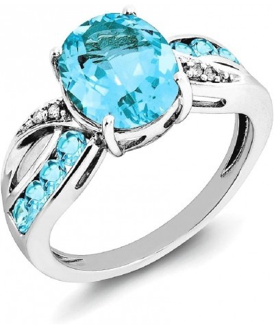 925 Sterling Silver Diamond Gemstone Ring 925 Sterling Silver - Blue Topaz - Size 6 $53.05 Rings