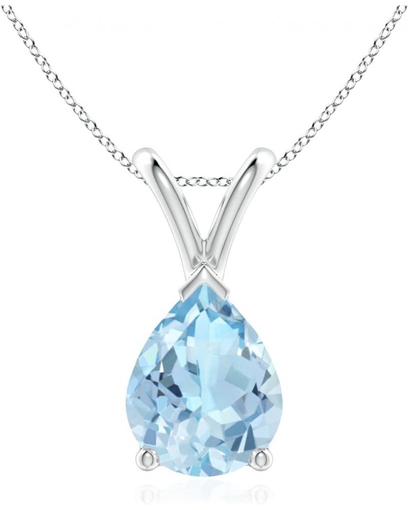 Natural Aquamarine Solitaire Pendant Necklace for Women, Girls in 14K Solid Gold/Platinum/Sterling Silver | March Birthstone ...