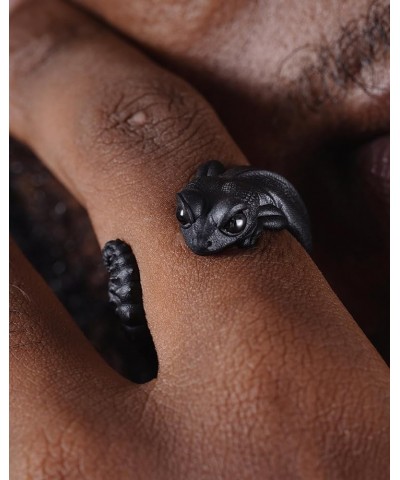 Knob Tail Gecko Ring Black Rings Lizard Gecko Rings Animal Jewelry Gift for Women Men Reptile Lovers 6 $13.58 Rings